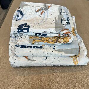 Pottery Barn Kids Star Wars Droid Organic Full Size Sheet Set & 2 Pillowcases